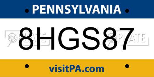 8HGS87 Pennsylvania License Plate