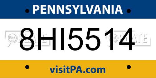 8HI5514 Pennsylvania License Plate