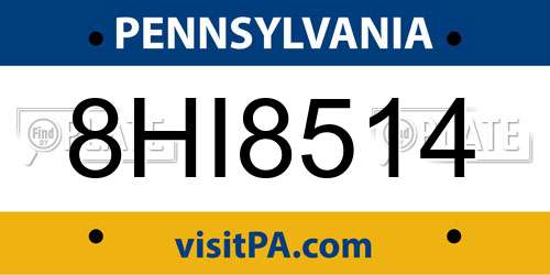 8HI8514 Pennsylvania License Plate