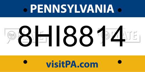 8HI8814 Pennsylvania License Plate