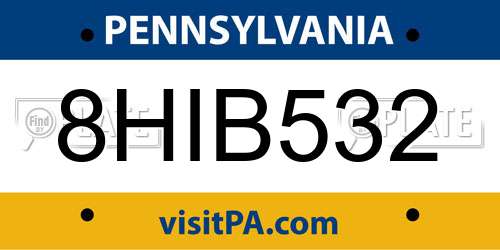 8HIB532 Pennsylvania License Plate