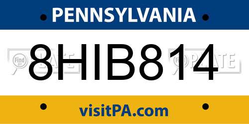 8HIB814 Pennsylvania License Plate