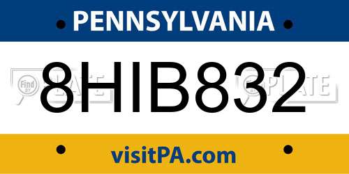 8HIB832 Pennsylvania License Plate
