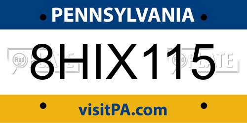 8HIX115 Pennsylvania License Plate