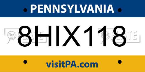 8HIX118 Pennsylvania License Plate