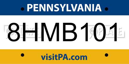 8HMB101 Pennsylvania License Plate