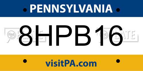 8HPB16 Pennsylvania License Plate