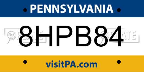 8HPB84 Pennsylvania License Plate