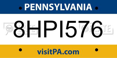 8HPI576 Pennsylvania License Plate