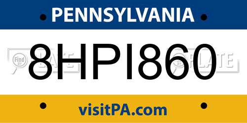 8HPI860 Pennsylvania License Plate
