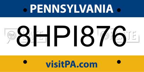8HPI876 Pennsylvania License Plate