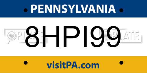 8HPI99 Pennsylvania License Plate
