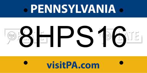 8HPS16 Pennsylvania License Plate