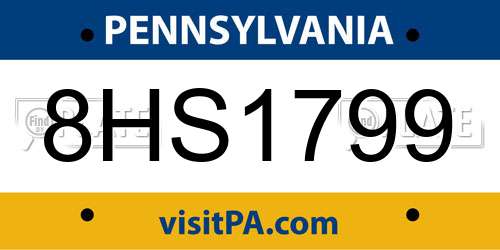 8HS1799 Pennsylvania License Plate