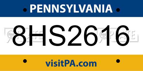 8HS2616 Pennsylvania License Plate
