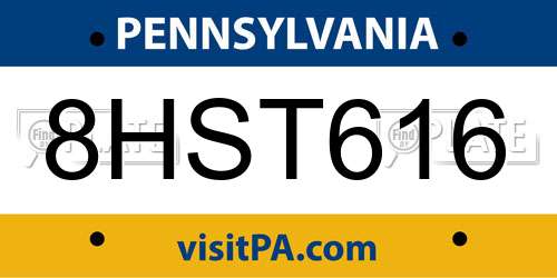 8HST616 Pennsylvania License Plate