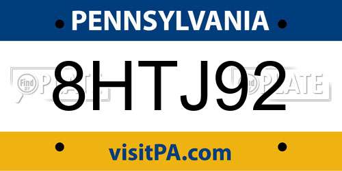 8HTJ92 Pennsylvania License Plate