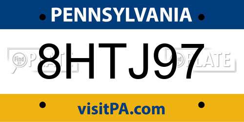 8HTJ97 Pennsylvania License Plate