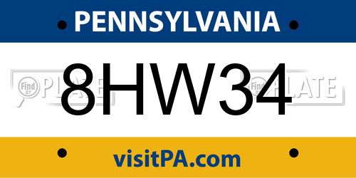 8HW34 Pennsylvania License Plate