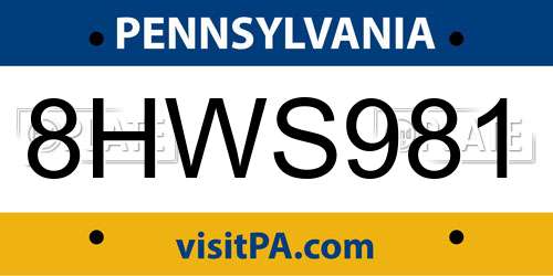 8HWS981 Pennsylvania License Plate