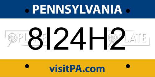 8I24H2 Pennsylvania License Plate