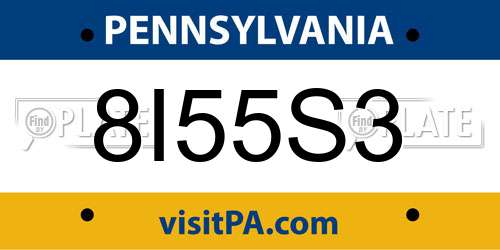 8I55S3 Pennsylvania License Plate