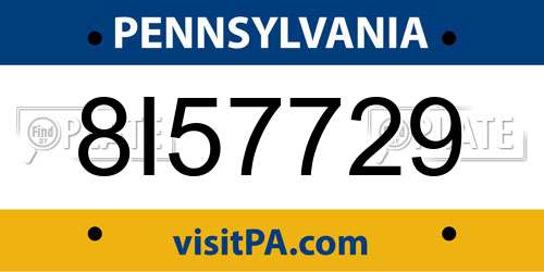 8I57729 Pennsylvania License Plate