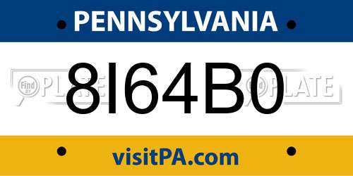 8I64B0 Pennsylvania License Plate