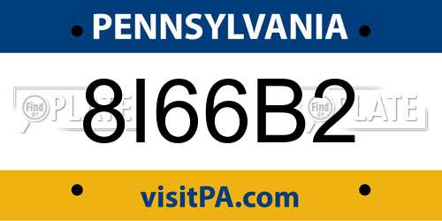 8I66B2 Pennsylvania License Plate