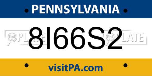 8I66S2 Pennsylvania License Plate