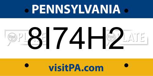 8I74H2 Pennsylvania License Plate