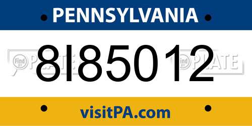 8I85012 Pennsylvania License Plate