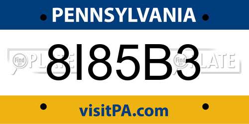 8I85B3 Pennsylvania License Plate