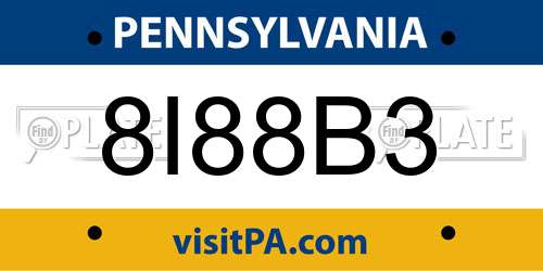 8I88B3 Pennsylvania License Plate