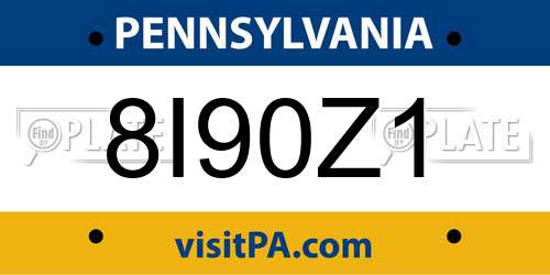 8I90Z1 Pennsylvania License Plate
