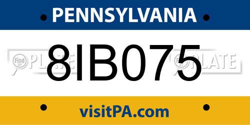 8IB075 Pennsylvania License Plate