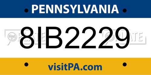 8IB2229 Pennsylvania License Plate