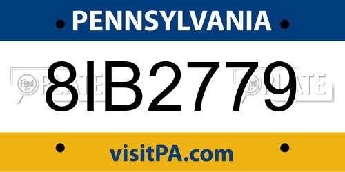 8IB2779 Pennsylvania License Plate