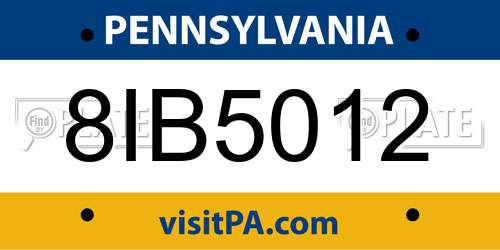 8IB5012 Pennsylvania License Plate