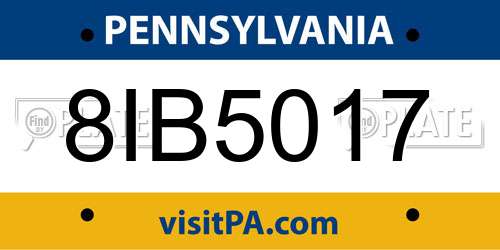 8IB5017 Pennsylvania License Plate