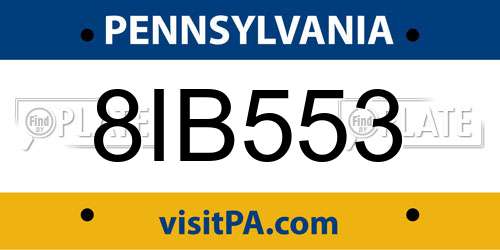 8IB553 Pennsylvania License Plate