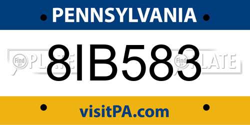 8IB583 Pennsylvania License Plate