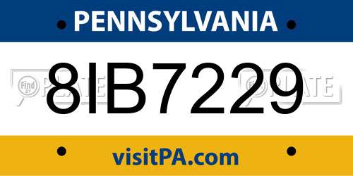 8IB7229 Pennsylvania License Plate