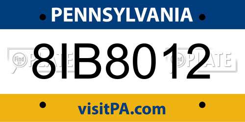 8IB8012 Pennsylvania License Plate