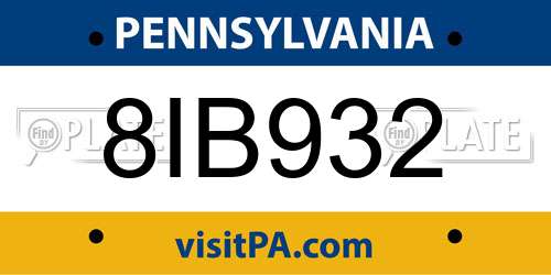 8IB932 Pennsylvania License Plate