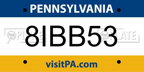 8IBB53 Pennsylvania License Plate