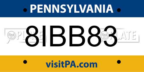 8IBB83 Pennsylvania License Plate