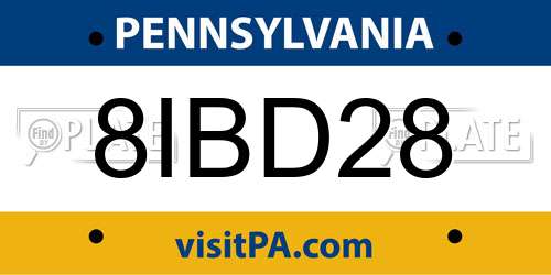 8IBD28 Pennsylvania License Plate