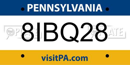 8IBQ28 Pennsylvania License Plate
