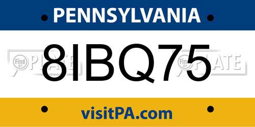 8IBQ75 Pennsylvania License Plate